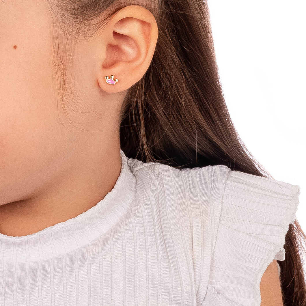 Pink Crown Earrings